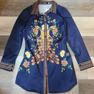 M NWT Peacock Dress Shirt Dress